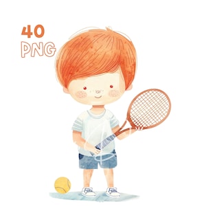 Tennisspieler Clipart - 40 hochwertige PNGs - Digitaler Planer, Junk Journaling, Aquarell, Wandkunst, kommerzielle Nutzung, digitaler Download