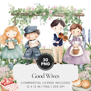 Good Wives Clipart - 30 PNG - Digital Planner, Junk Journaling, Stickers, Commercial Use, Sublimation, Scrapbooking, Scene Generator, Mugs