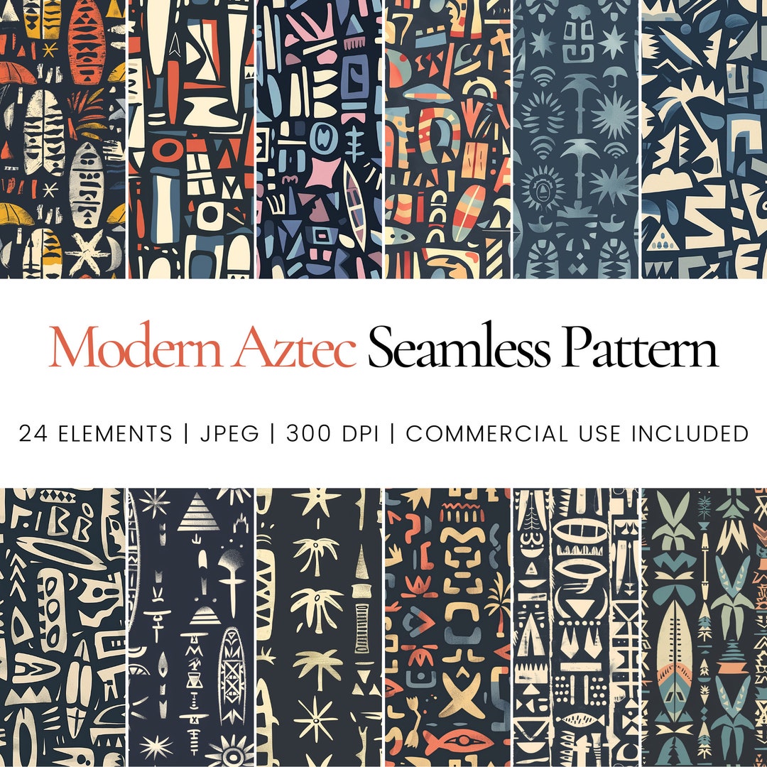 Modern Aztec Seamless Repeat Pattern, Digital Papers, Background ...