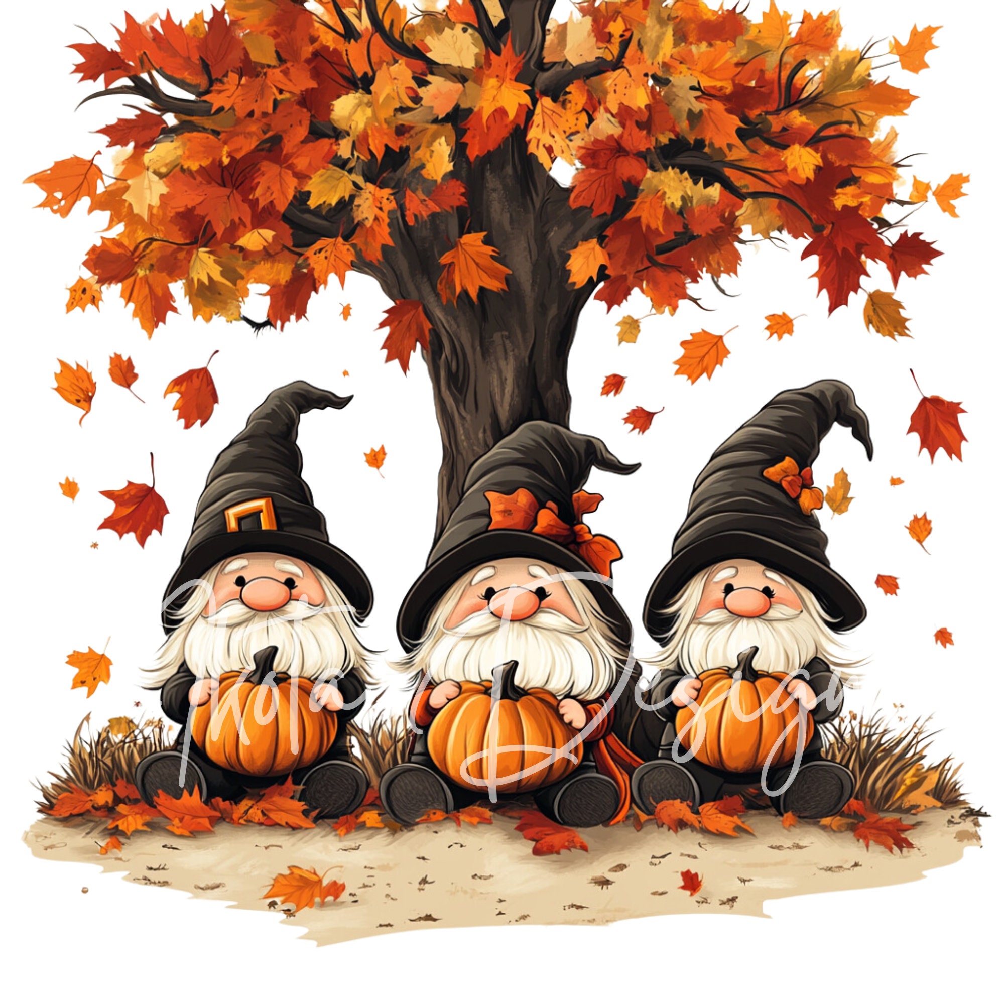 Watercolor Fall Gnomes Clipart Set, Autumn Pumpkin Gnome Illustrations ...