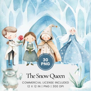 The Snow Queen Clipart - 30 PNG - Digital Planner, Junk Journaling, Wall Art, Commercial Use, Sublimation, Scrapbooking, Card, Mug, Birthday
