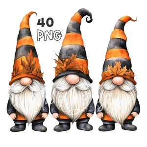 Autumn Gnomes Clipart - 40 High Quality PNGs - Digital Planner, Junk Journaling, Wall Art, Commercial Use, Digital Download, Mugs, Apparel
