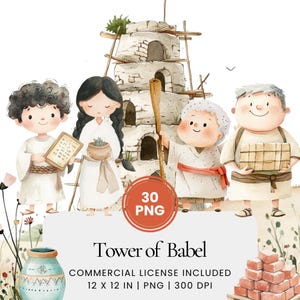 Turm von Babel Clipart - 30 PNG - Digitaler Planer, Junk Journaling, Wandkunst, kommerzielle Nutzung, Sublimation, Scrapbooking, Tassen, Karten, Szene