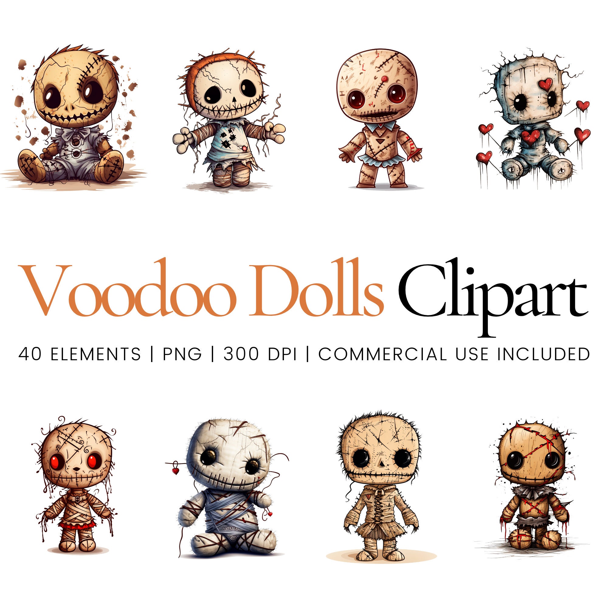 Voodoo Doll Boy Watercolor Clip Art Set - Inspire Uplift