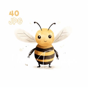 Airy Bee Clipart - 40 High Quality JPGs - Digital Planner, Junk Journaling, Minimalistic, Commercial Use, Digital Download, Mug, Nursery