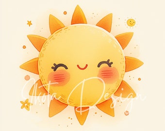 かわいい太陽のクリップアートセット（子供向け工作用）、かわいい太陽