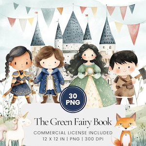 The Green Fairy Book Clipart - 30 PNG - Digital Planner, Junk Journaling, Commercial Use, Sublimation, Scrapbooking, Stickers, Mugs, Cards
