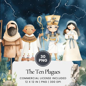 The Ten Plagues Clipart - 30 PNG - Digital Planner, Junk Journaling, Wall Art, Commercial Use, Sublimation, Scrapbooking, Stickers, Bible