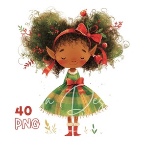 Christmas Elf Clipart - 40 High Quality PNGs - Digital Planner, Junk Journaling, Watercolor, Wall Art, Commercial Use, Mugs, Santa's Helper