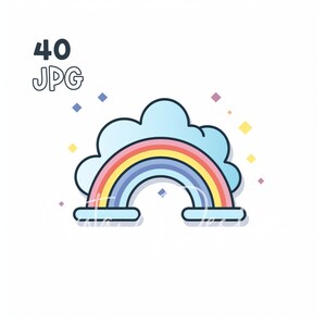 Eenvoudige Rainbow Clipart - 40 hoge kwaliteit JPG - Digitale Planner, Junk Journaling, Pictogramstijl, Commercieel Gebruik, Digitale Download, Mokken, Kleding