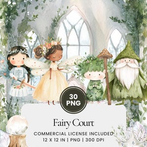 Fairy Court Clipart - 30 PNG - Digitale Planner, Junk Journaling, Kunst aan de muur, Commercieel Gebruik, Sublimatie, Scrapbooking, Kaarten, Scène, Mokken