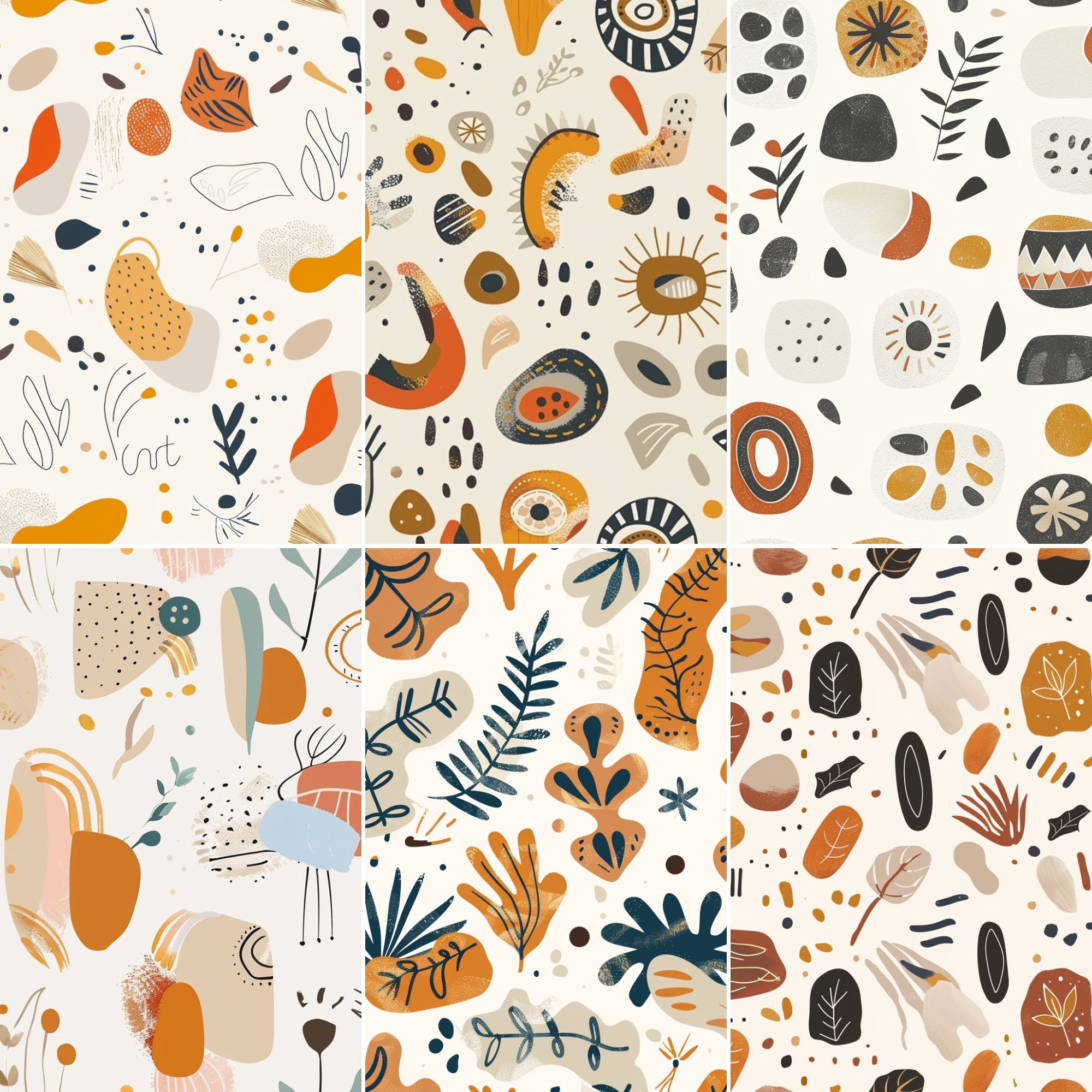 Earthy Boho Digital Papers, Seamless Repeat Pattern, Background ...