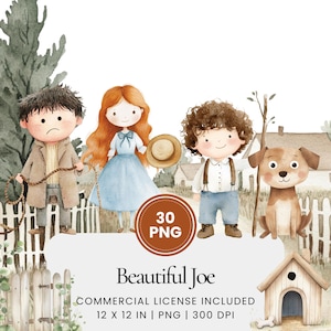 Beautiful Joe Clipart - 30 PNG - Digital Planner, Junk Journaling, Books, Commercial Use, Sublimation, Scrapbooking, Cards, Stickers, Mugs