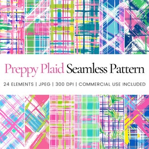 Preppy Plaid Seamless Repeat Pattern, Digital Papers, Background, Tumbler Wrap, Printable, Commercial Use Digital Paper, Mug, Decor, Apparel
