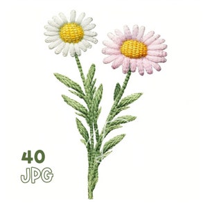 Gestrickte Wildblumen-Clipart - 40 hochwertige JPGs - Digitaler Planer, Junk Journaling, Aquarell, kommerzielle Nutzung, digitaler Download, Tassen