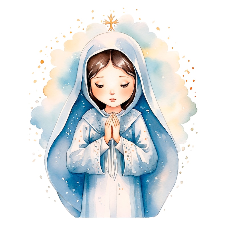 Virgin Mary Clipart Bundle, Holy Mother Printable Christian Art, Marian ...