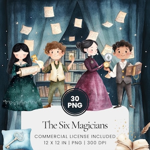 De Zes Magiërs Clipart - 30 PNG - Digitale Planner, Junk Journaling, Stickers, Commercieel Gebruik, Sublimatie, Scrapbooking, Kaarten, Boekachtig