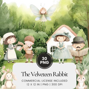 The Velveteen Rabbit Clipart - 30 PNG - Planificateur numérique, Junk Journaling, Wall Art, Utilisation commerciale, Sublimation, Scrapbooking, Cartes, Tasses