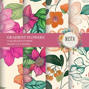 Farbverlauf Fuchsia Blumen Nahtloses Wiederholungsmuster, digitales Papier, Hintergrund, Tumbler Wrap, druckbar, kommerzielle Nutzung, Tassen, Bekleidung, Zuhause