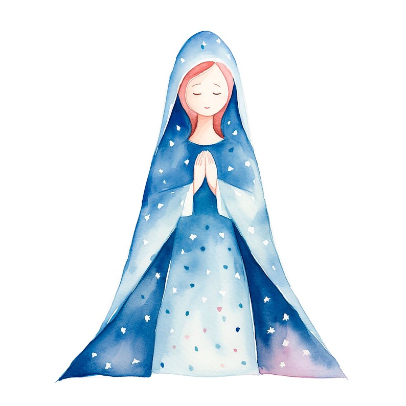 Virgin Mary Clipart Bundle, Holy Mother Printable Christian Art, Marian ...