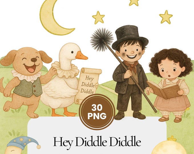 Hey Diddle Diddle Clip Art - Nursery Rhyme Clipart - Kids Story Clipart ...