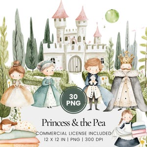 Princess and the Pea Clipart - 30 PNG - Digital Planner, Junk Journaling, Wall Art, Commercial Use, Sublimation, Scrapbooking, Cards, Mugs