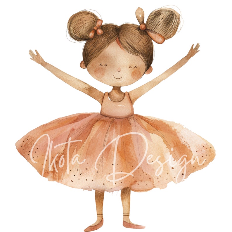Soft Ballerina Watercolor Clipart Set, Cute Little Girl Ballet Dancer ...