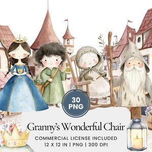 Granny's Wonderful Chair Clipart - 30 PNG - Digital Planner, Junk Journaling, Stickers, Commercial Use, Sublimation, Scrapbooking, Book, Mug