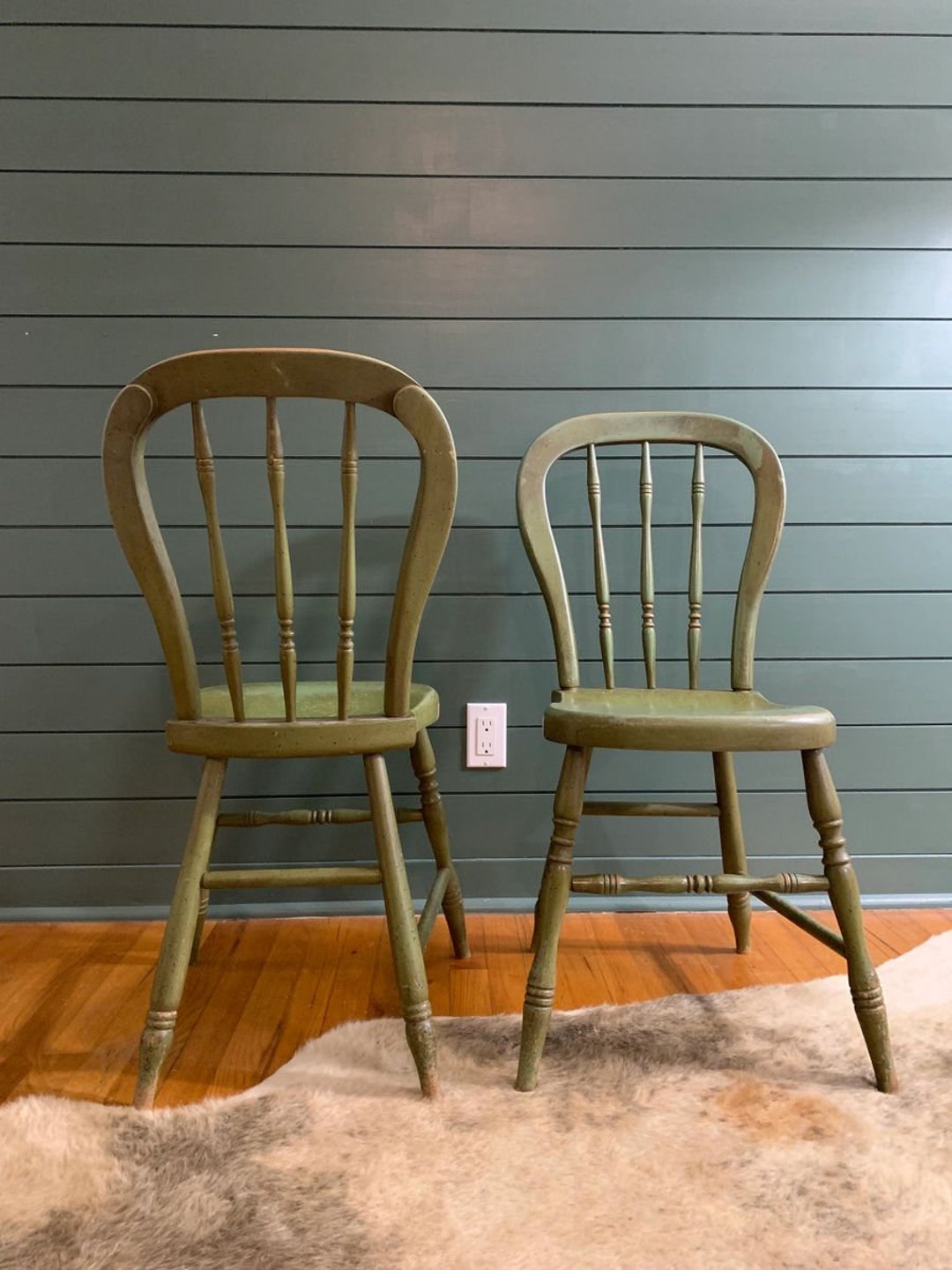 Set of 8 Tell City Dining Chairs Vintage Green Etsy