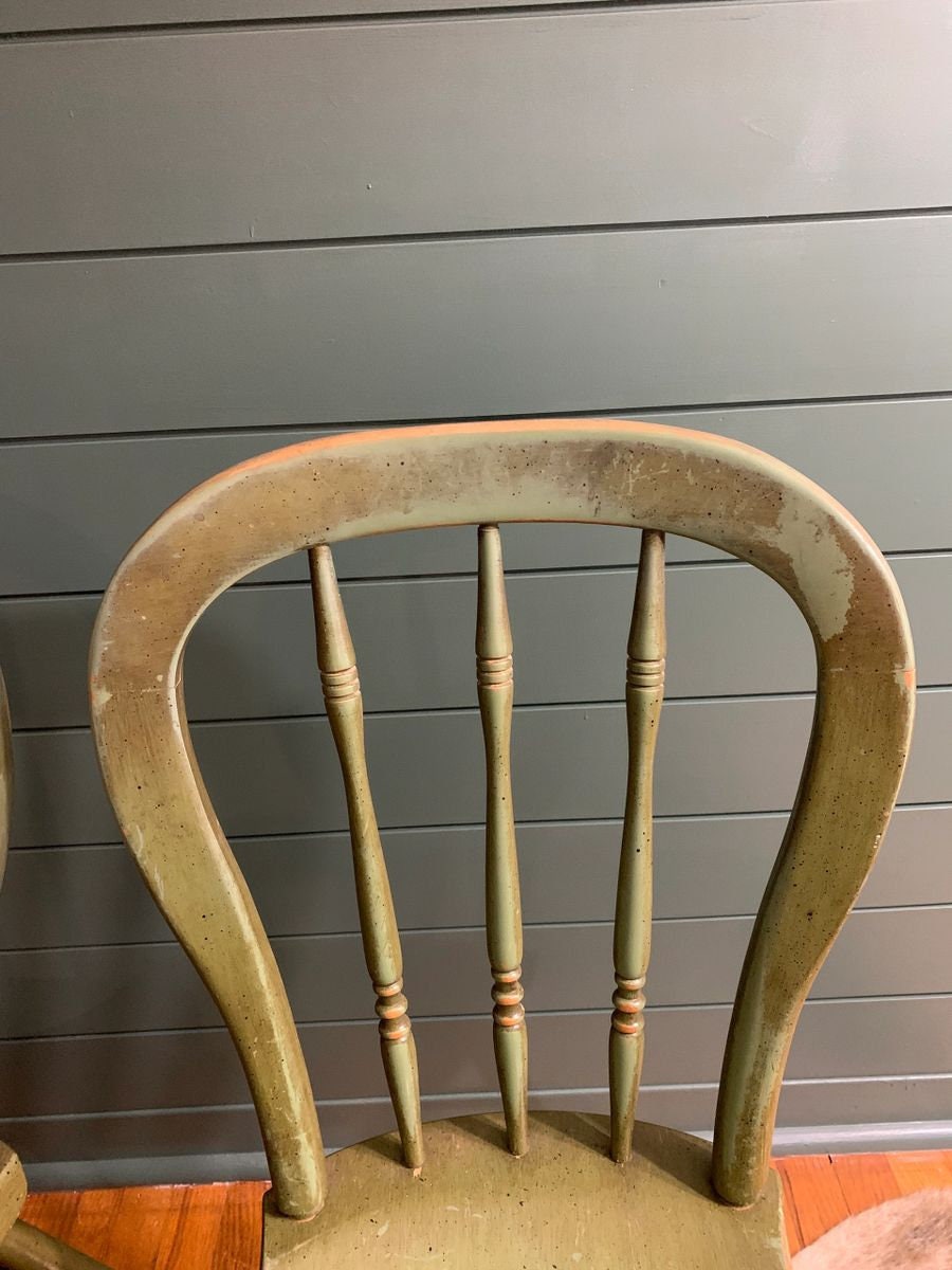 Set of 8 Tell City Dining Chairs Vintage Green Etsy