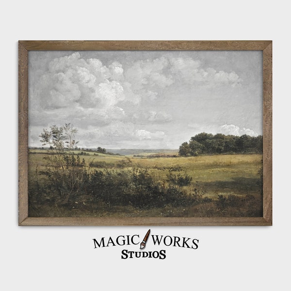 Vintage Country Field Landscape Painting | Country Wall Art | Country Landscape Print | Printable Download | Downloadable Art Prints #L1-20