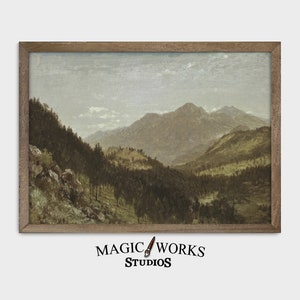 Mountain Range Art Print | Mountain Forest Landscape | Cabin Wall Art | Printable Digital Download