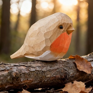 Wooden Birds Figurine, Hand Painted Cardinal Statue, Chubby Robin Figurine, Christmas tree decoration gifts, Christmas gifts, Fat robin bird