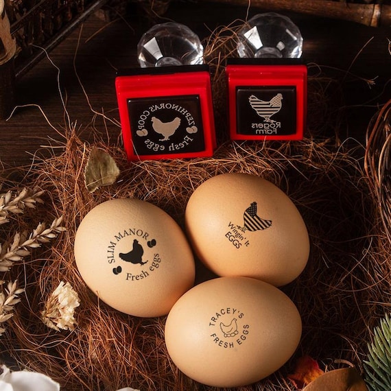 Personalized Egg Stamp Kit, Custom Fresh Egg Stamp with Food Safe Ink, Chicken Farm Logo Stamp, Backyard Chicken Gift, Egg Stamper