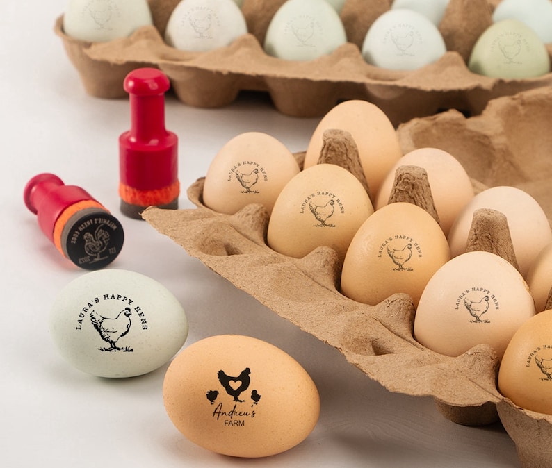 Custom Egg Stamp Personalized Rubber Egg Stamp Egg Stamp Mini Fresh Egg Stamps Egg Labels Personalized Chicken Gifts Chicken gifts image 1