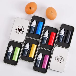Mini-eieren van 10 mm | Gepersonaliseerde eierstempel | Aangepaste eierstempel | Stempel met huis- en tuinproducten | Kippenei-stempel | Eierstempel | Boerderijstempel | Kippencadeaus