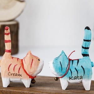 Hand-Carved Wood Cat,Handmade Wooden Cat Figurine,Minimalist Cat Ornament,Unique Cat Lover Gift,Christmas Gifts