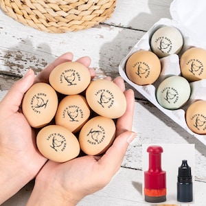 Aangepaste eierstempel, eierstempel, aangepaste eierdoosstempel, verse eierstempel, kippenhok-eierstempel, gepersonaliseerde eierstempel, ei, stempel, eierdoos