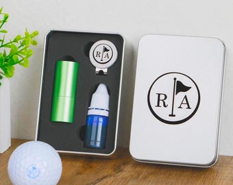 Custom Golf Ball Stamp Set | Custom Golf Ball Stamp & Hat Clip Set | Golf Ball Markers | Professional Golfer Accessories | Golfer Sports Gifts