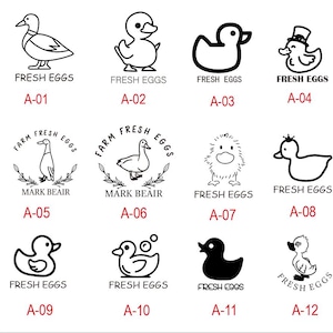 Timbro per mini uova d'anatra, timbro per allevamento di uova, timbro per uova fresche d'anatra, timbro per mini pollaio per uova, timbro per pollaio d'anatra, timbro per allevamento di anatre, timbro per cartone di uova d'anatra