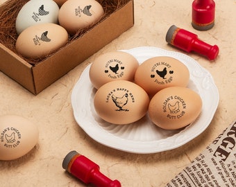 Timbro per uova personalizzato - Timbro per uova di gomma personalizzato - Timbro per uova di pepite di culo - Mini timbri per uova fresche Etichette per uova - Regali di pollo personalizzati