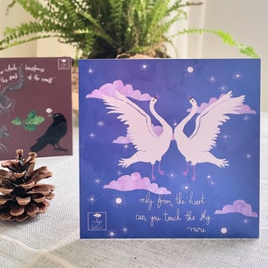 Alleen uit het hart | Zwanen | Rumi-citaat| Wenskaart voor Valentijnsdag of jubileum