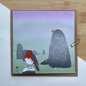 Nouveau design* Solstice d'hiver sur la pierre debout, carte de Noël païenne Robin Yule