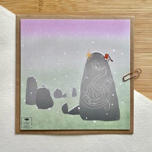 Solstizio d'inverno alla Pietra eretta, biglietto di Natale pagano Robin Yule