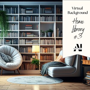 Zoom Hintergrund Home Bibliothek #3| Zoom Büro Hintergrund | Zoom Home Office Hintergrund | Zoom | Treffen | Zoom Hintergrund | Atemberaubende AI Bilder