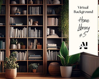 Zoom Background Home Library #5| Backdrop for Video Call | Zoom Home Office Background | Virtual Office | Zoom Backdrop | Stunning AI Images