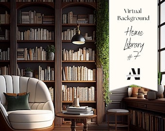 Zoom Background Home Library #7| Zoom Office Background | Zoom Home Office Background | Zoom | Meeting | Zoom Backdrop | Stunning AI Images