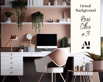 Zoom Background Rose Office #3| Zoom Office Background | Zoom Home Office Background | Zoom | Meeting | Zoom Backdrop | Stunning AI Images