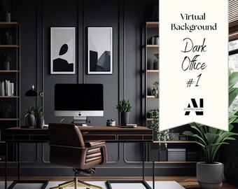 Zoom Background Dark Office #1| Zoom Office Background | Zoom Home Office Background | Zoom | Meeting | Zoom Backdrop | Stunning AI Images