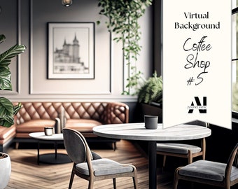 Zoom Background Coffee Shop #5| Zoom Office Background | Zoom Home Office Background | Meeting | Zoom Backdrop | Stunning AI Images